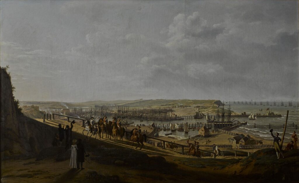 Le camp de Boulogne mis à l’honneur dans Napoleonica. La Revue 1 Napoléon visitant le camp de Boulogne en juillet 1804